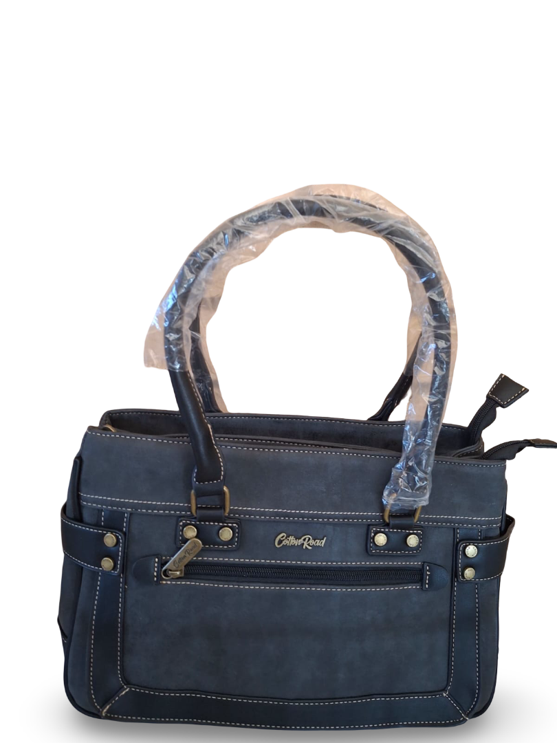 Double zipper black Cotton road handbag