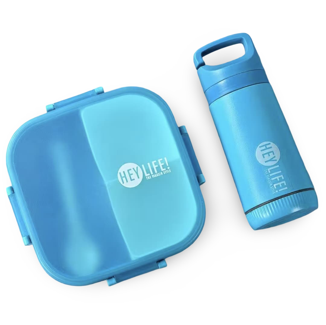 Compartment lunch box with bottle - Blue
